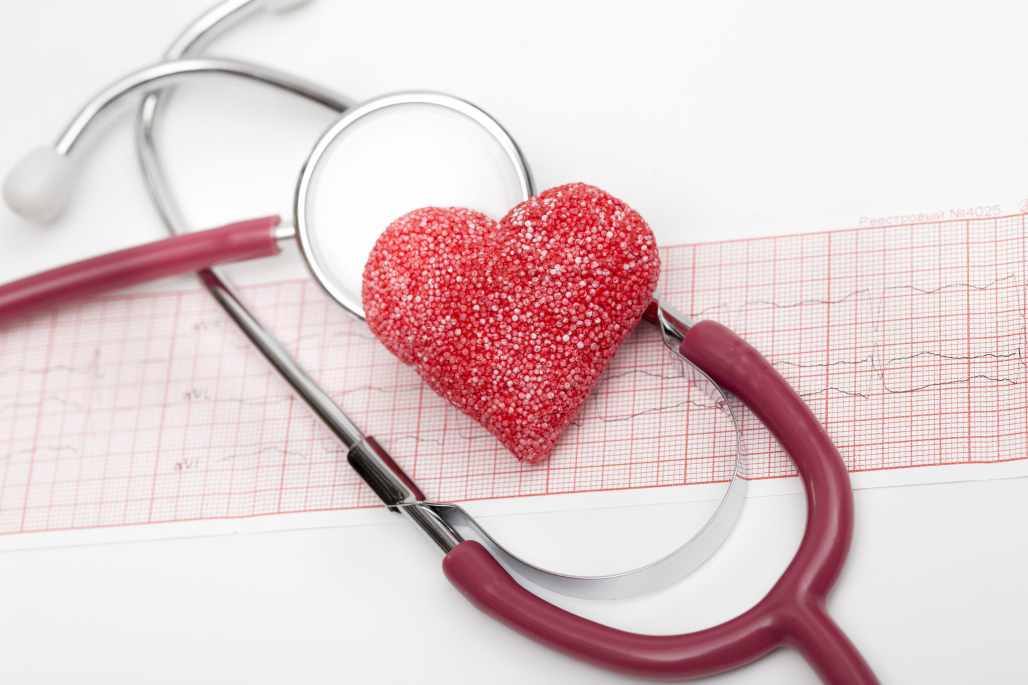 Sugary heart on stethoscope and EKG 2048 x 1365