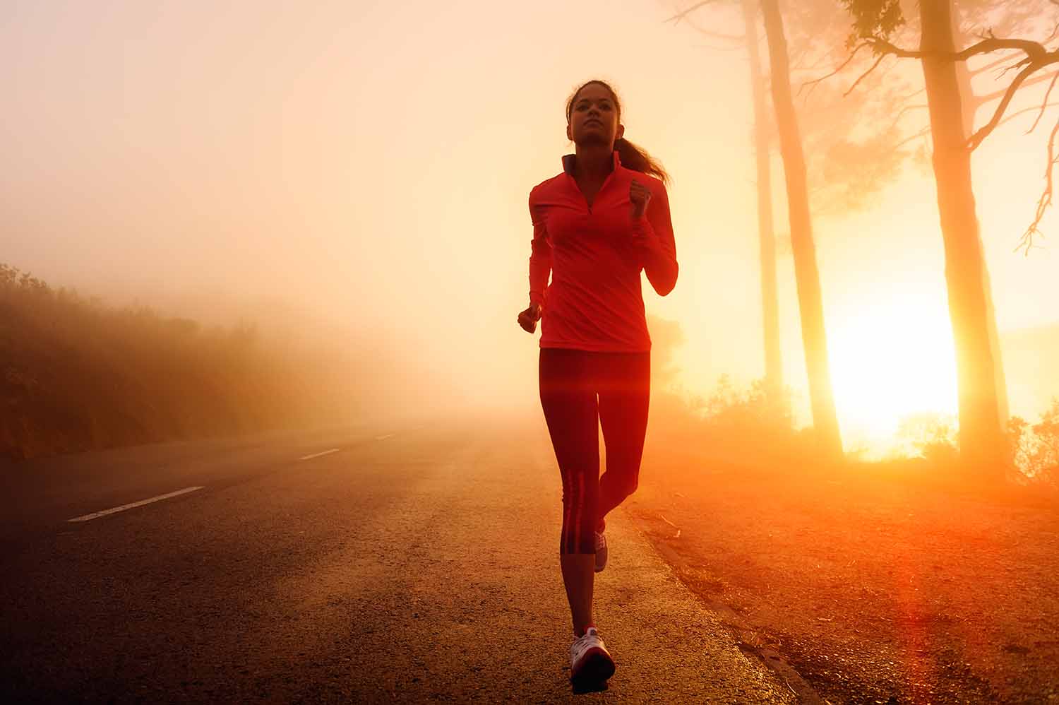 woman running in morning