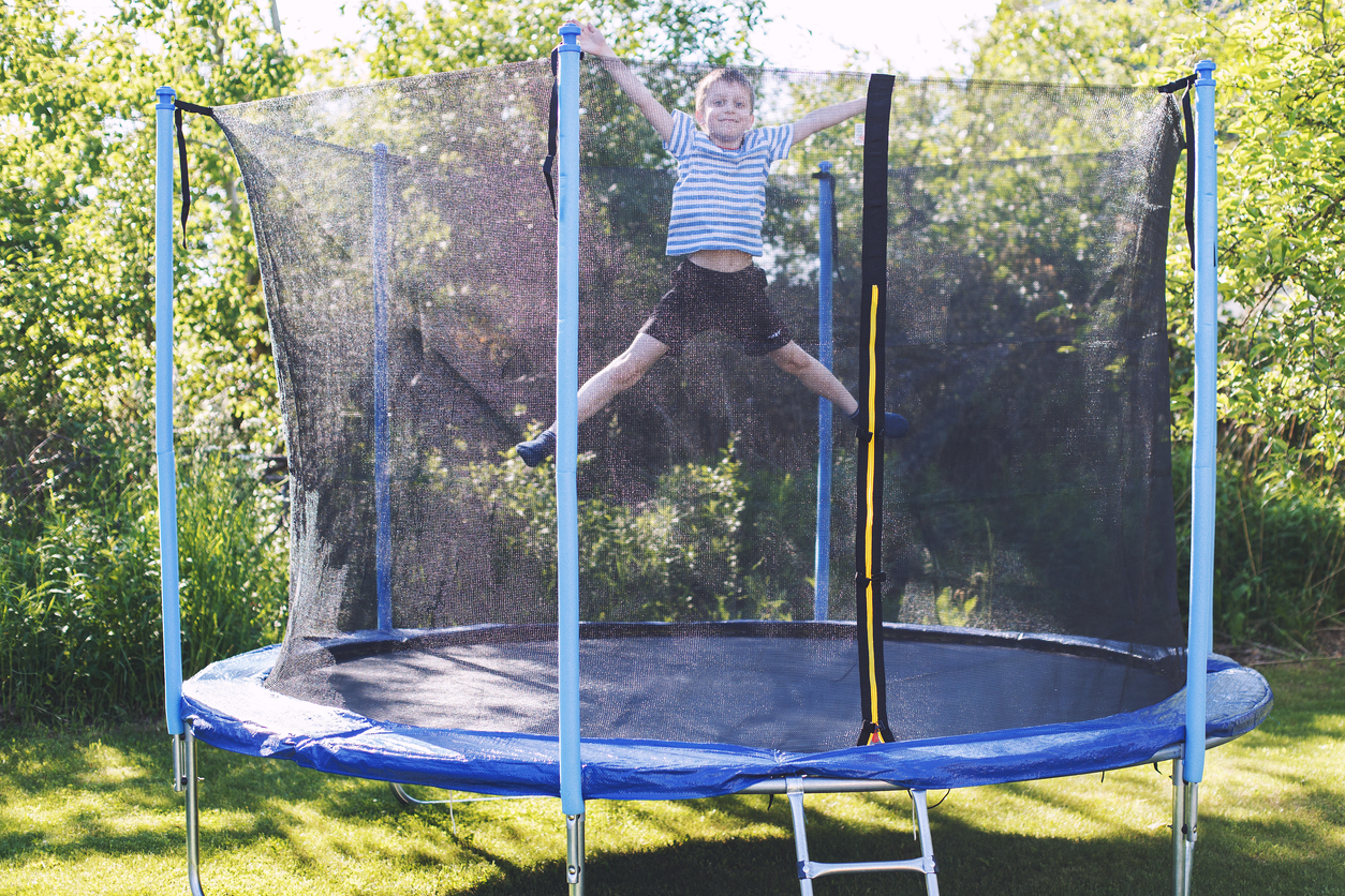 kids trampoline boy jumping