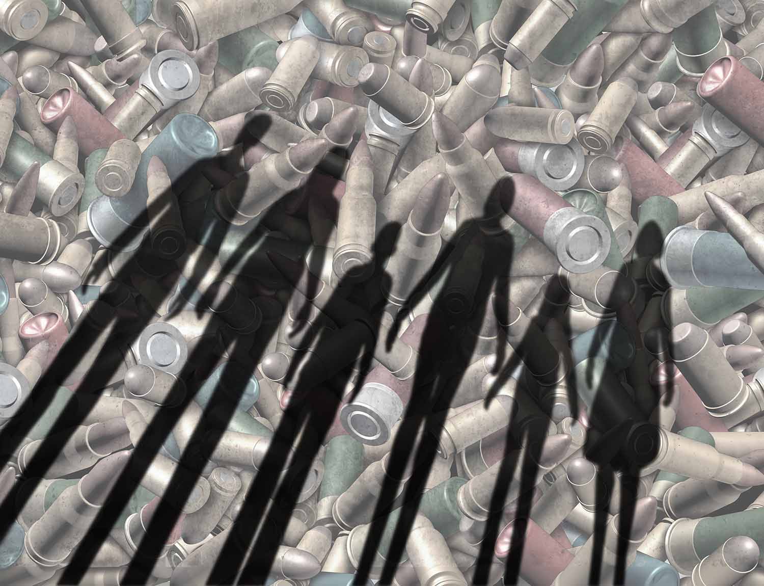 cutout of family hands on background of bullets 1500 x 1000