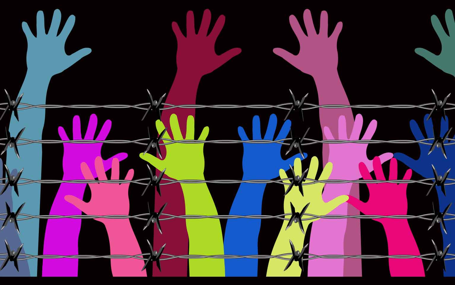 Raised hands in front of barbed wire (cropped) 1534 x 961 Pixabay.com