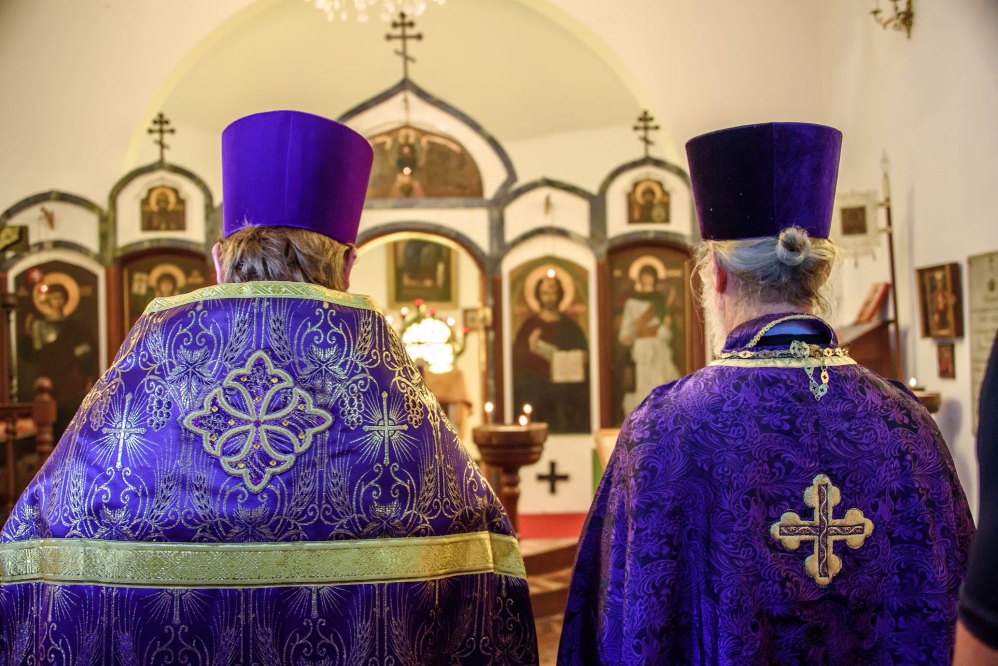 Priests in purple robes-purple