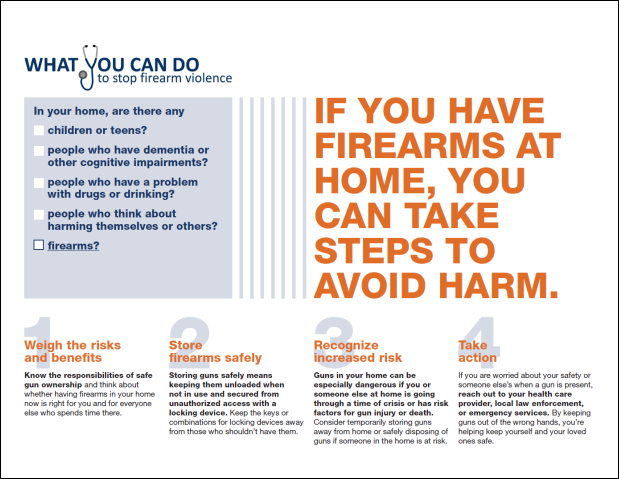 What You Can Do About Guns brochure cover - patients (619 x 479