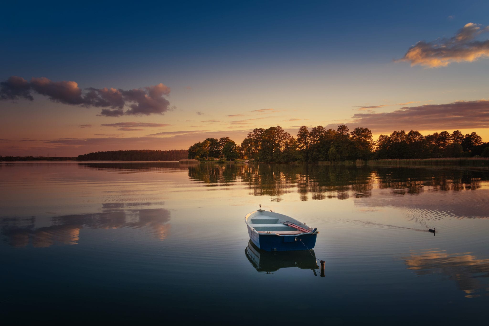 Empty rowboat on lake at sunset - physicians choices