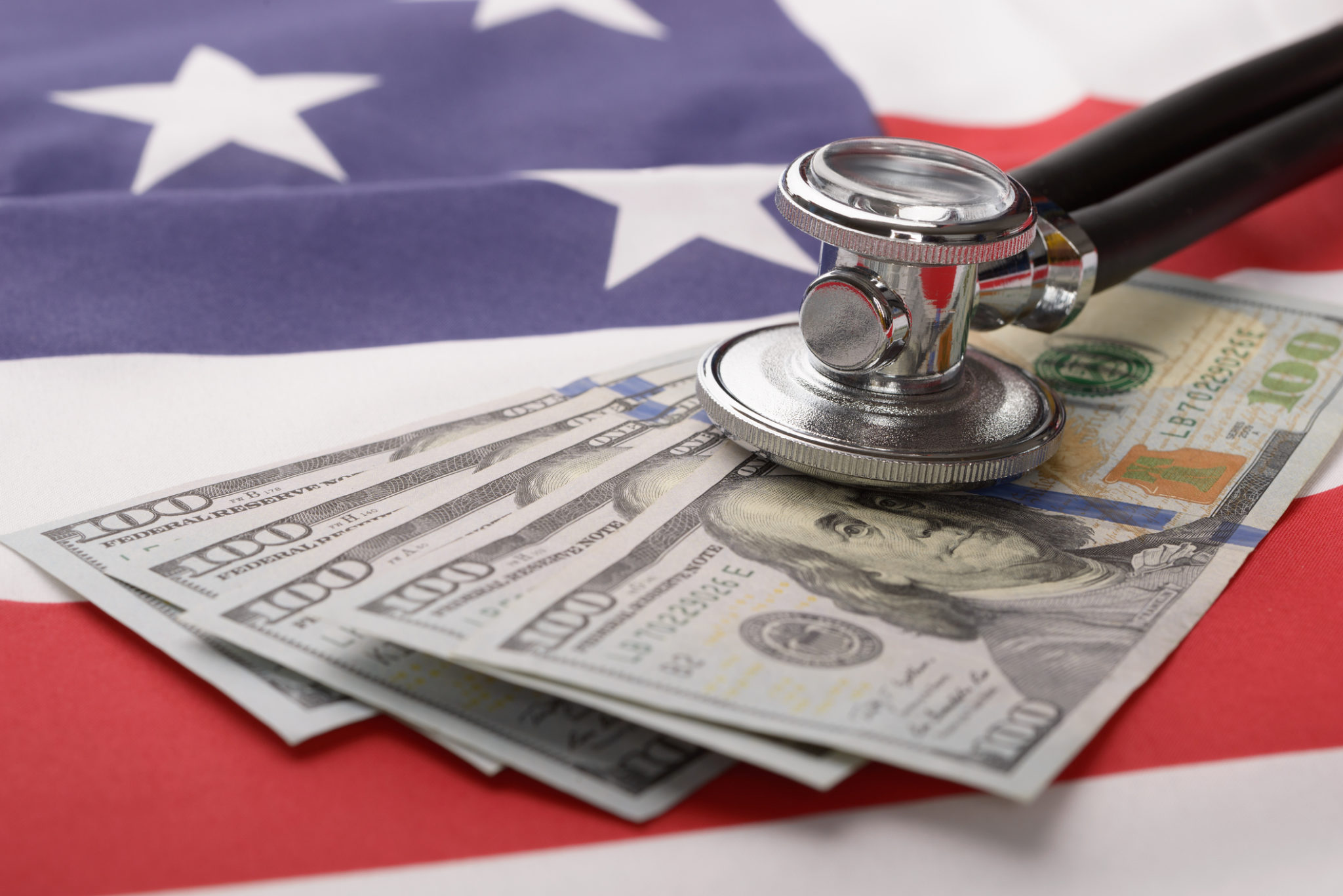 Physician compensation stethoscope and dollars